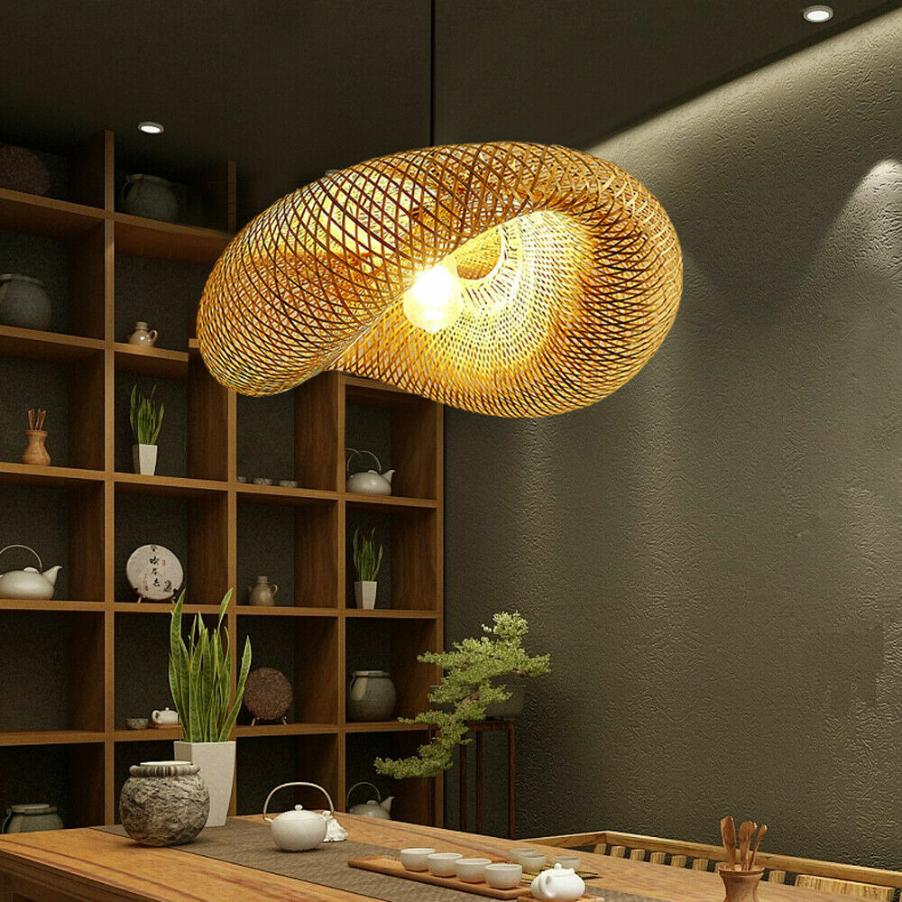 Wicker Pendant Shade - Bamboo Wicker Rattan Shade Pendant Light