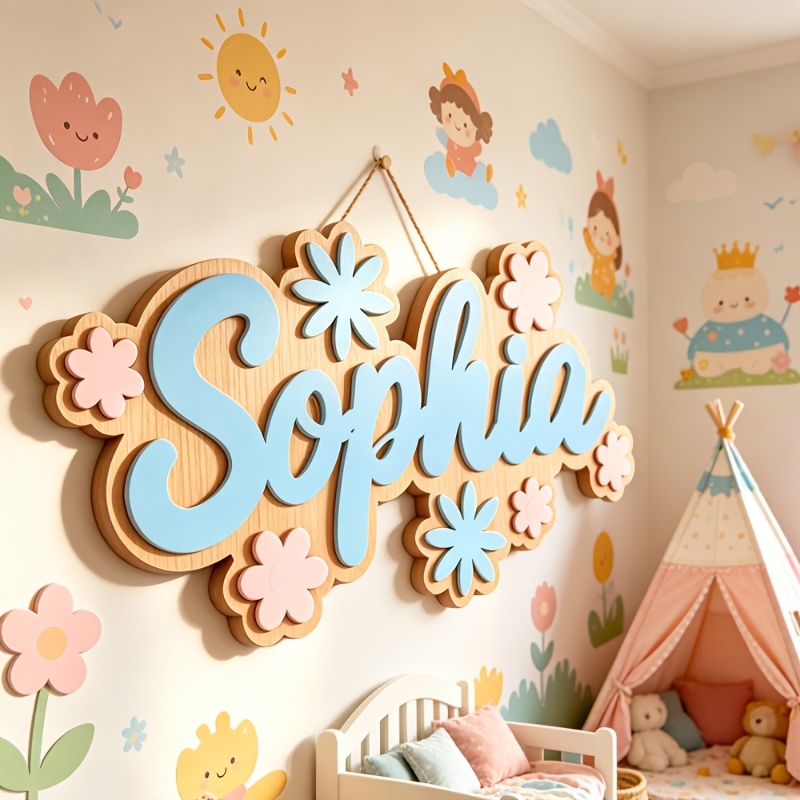 Interior Design Names - Personalized Floral Themed Name Room Sign,
