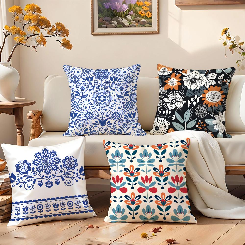 Interior Design Scandinavian - Beautiful Scandinavian Floral Print Cushion Cover