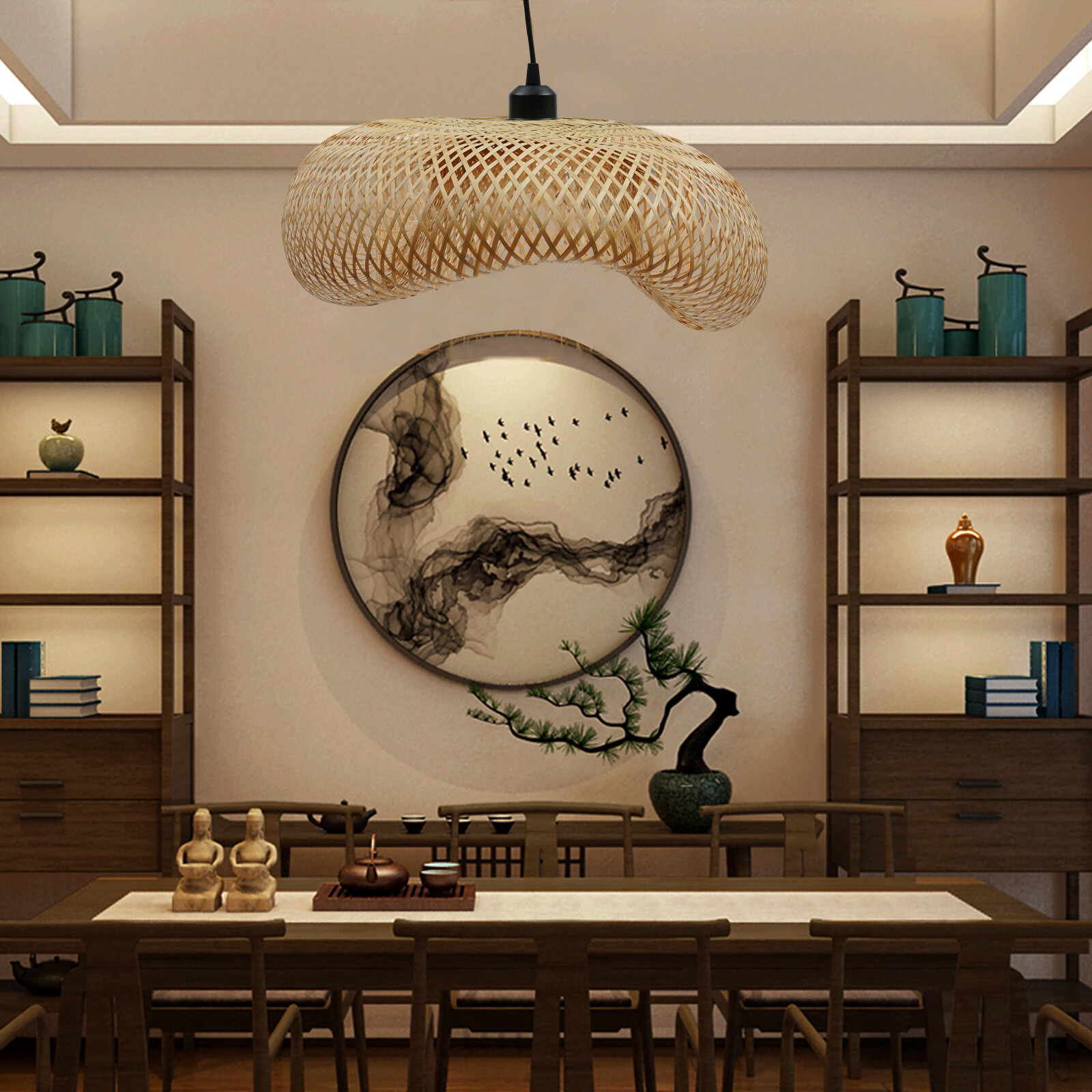 Bamboo Wicker Rattan Shade Pen - đánh giá và giá Wicker Pendant Shade