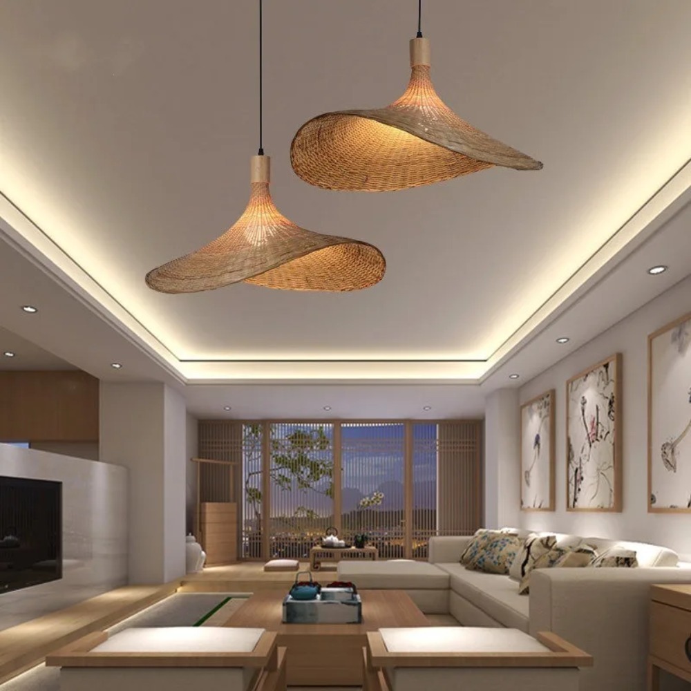 Woven Natural Bamboo Decor Lig - đánh giá và giá Wicker Pendant Shade