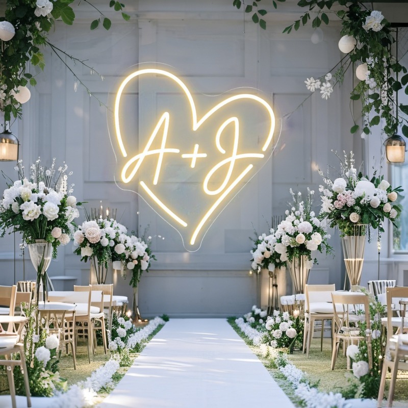 Custom Initials Heart LED Neon - đánh giá và giá Interior Design Names