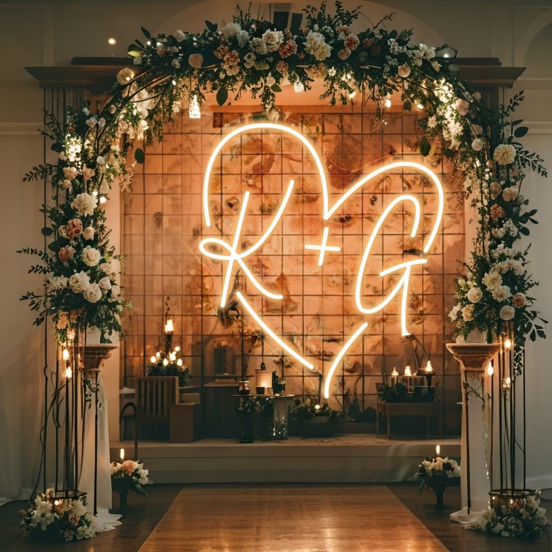 Custom Initials Heart LED Neon - đánh giá và giá Interior Design Names