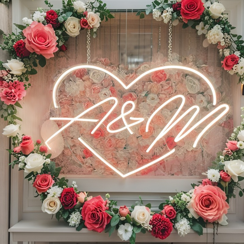 Custom Initials Heart LED Neon - đánh giá và giá Interior Design Names