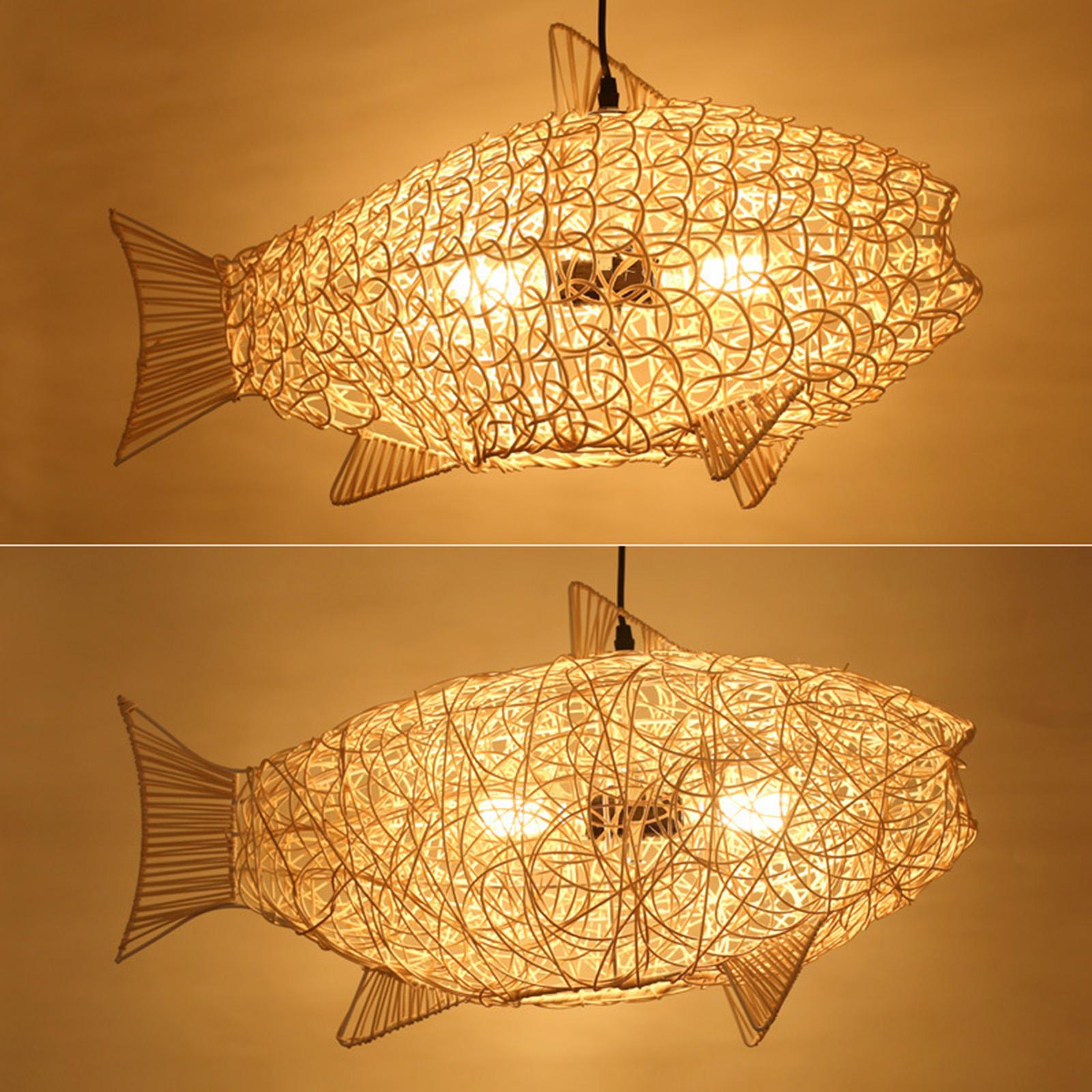 Fish Shaped Lantern Woven Ratt - đánh giá và giá Wicker Pendant Shade