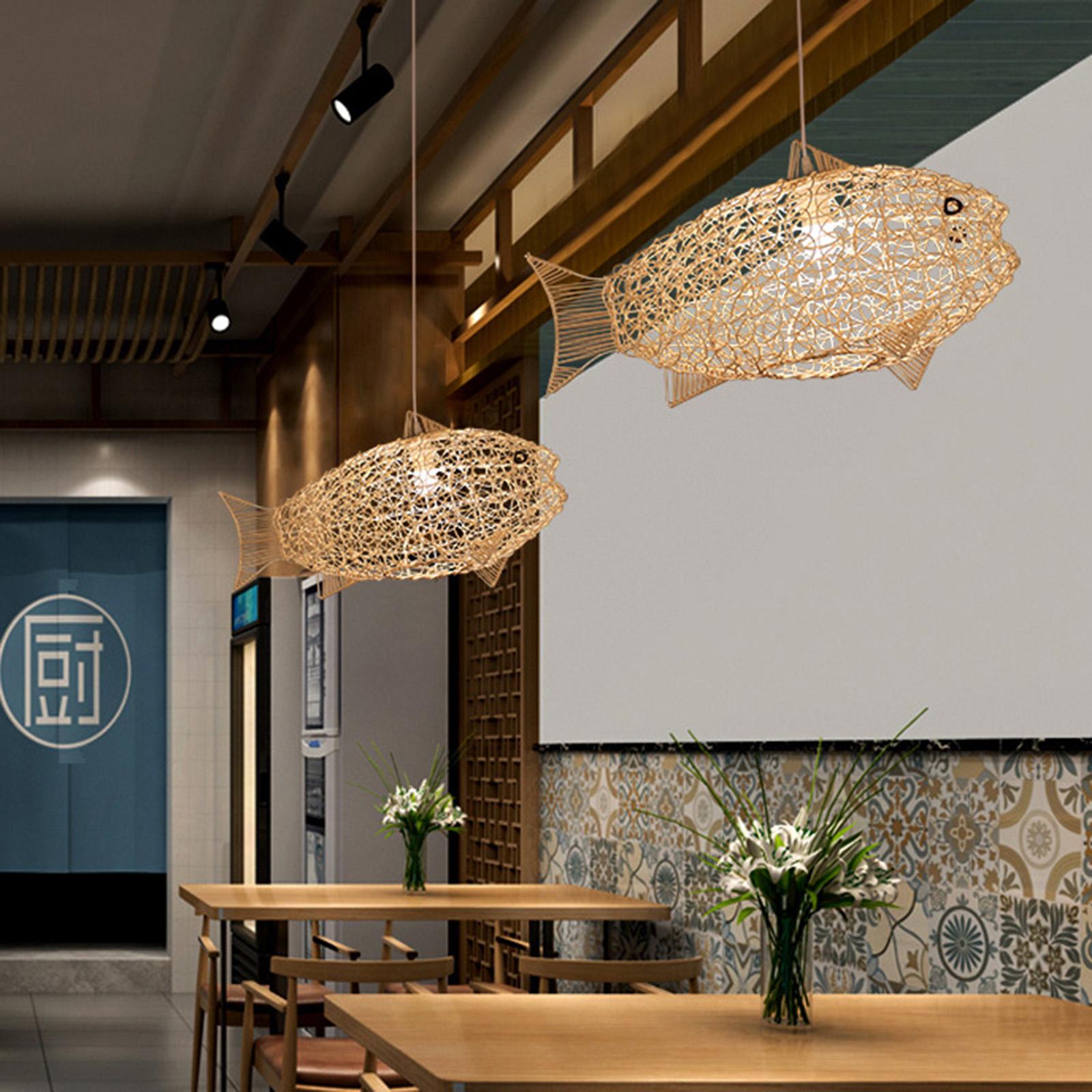 Fish Shaped Lantern Woven Ratt - đánh giá và giá Wicker Pendant Shade