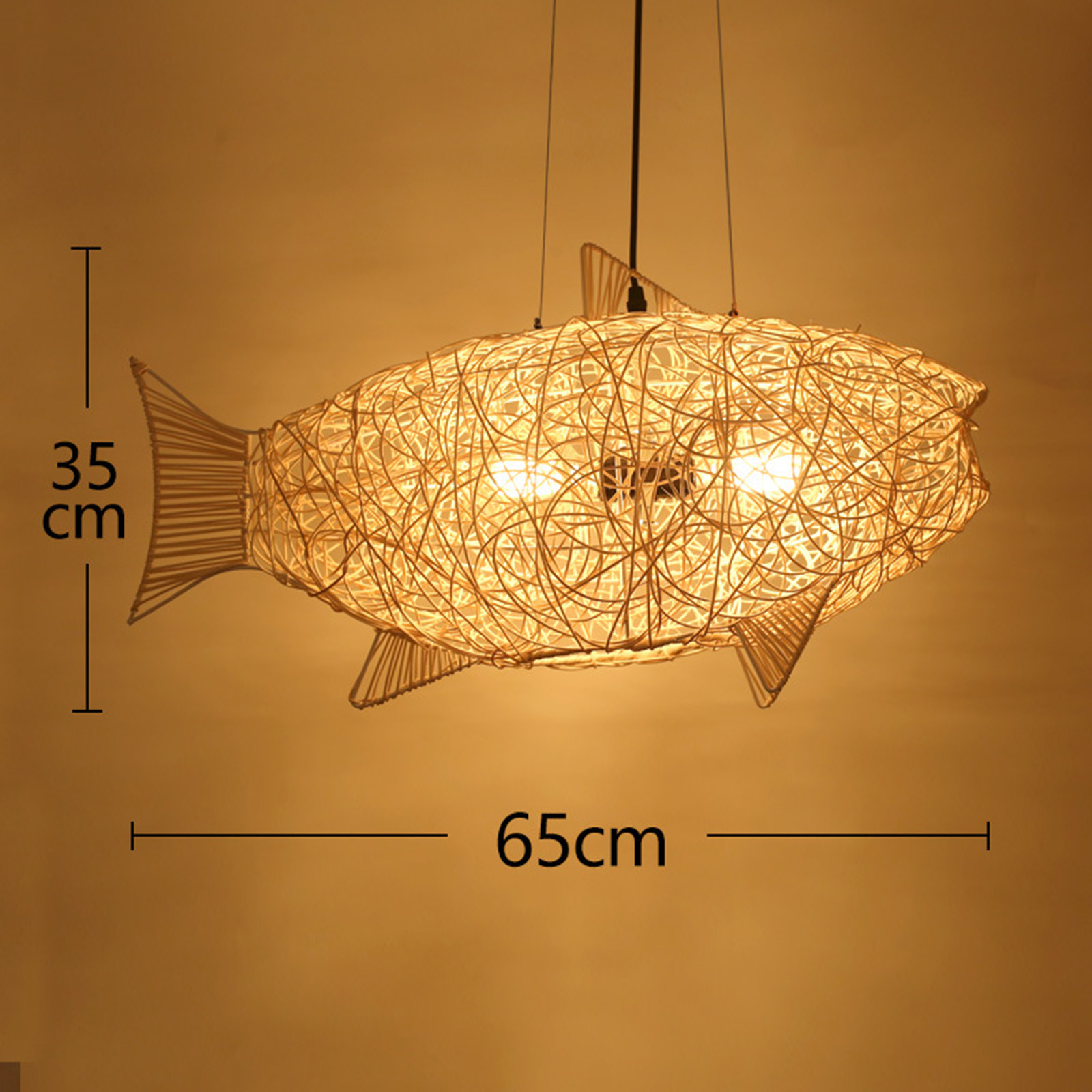 Fish Shaped Lantern Woven Ratt - đánh giá và giá Wicker Pendant Shade
