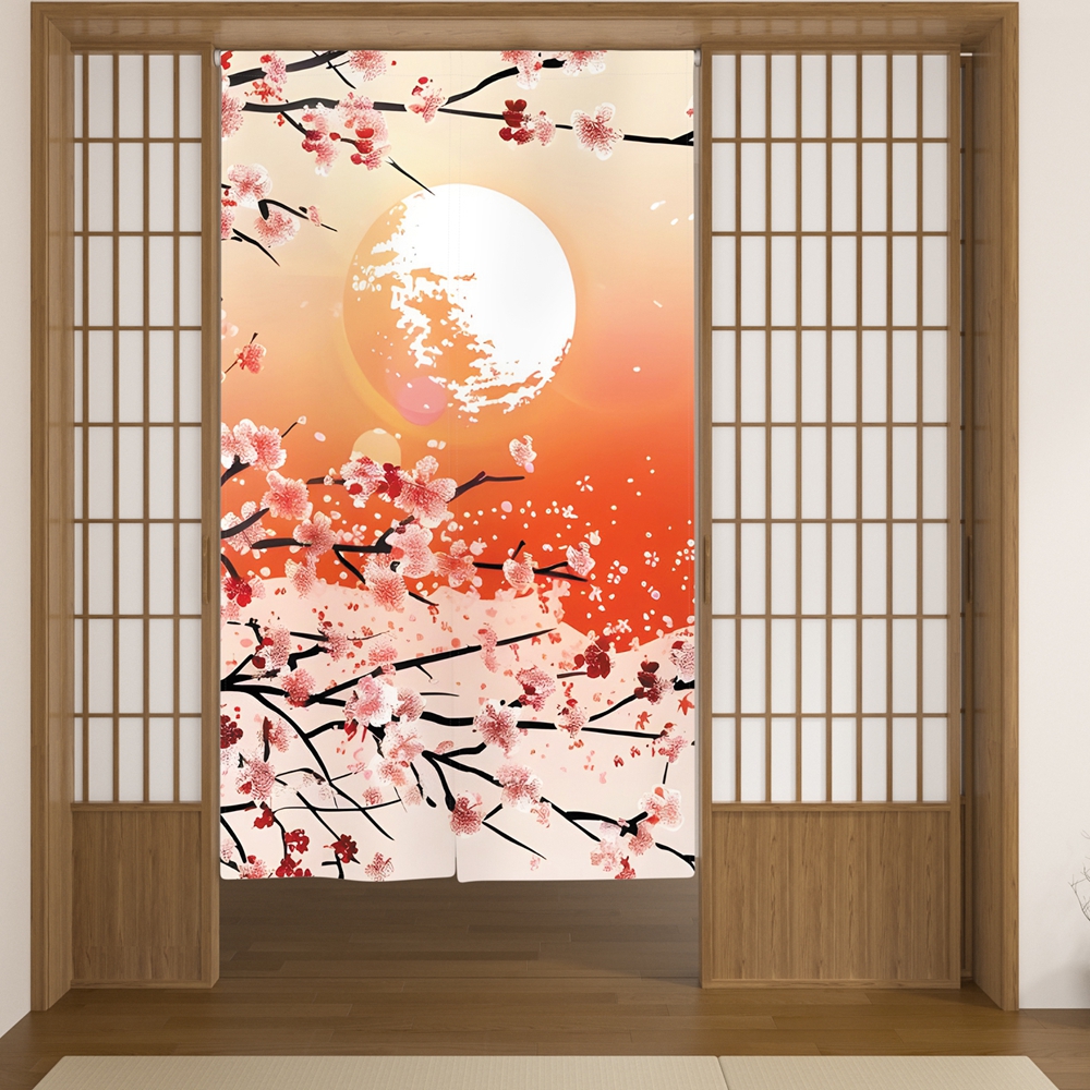 Japanese Door Curtain Cherry B - đánh giá và giá Interior Design Zen Style