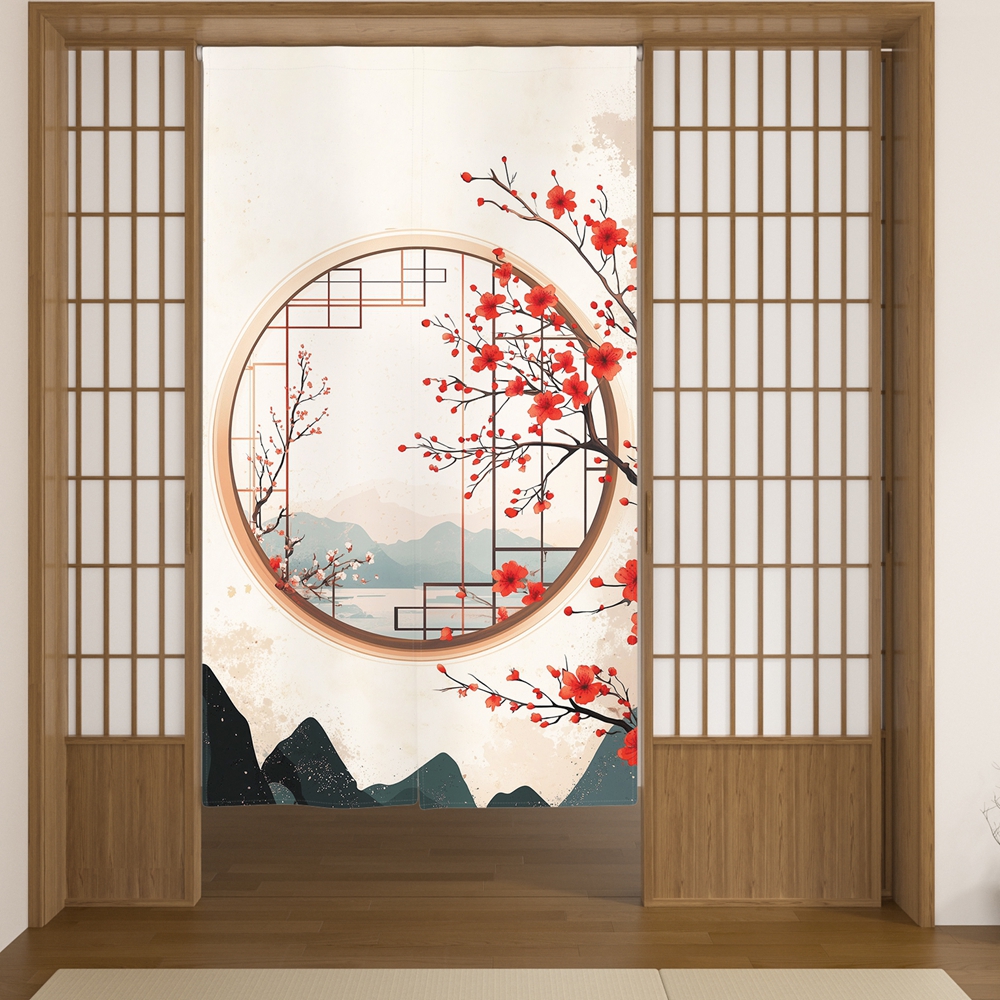 Japanese Door Curtain Cherry B - đánh giá và giá Interior Design Zen Style