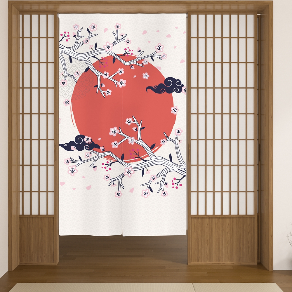 Japanese Door Curtain Cherry B - đánh giá và giá Interior Design Zen Style